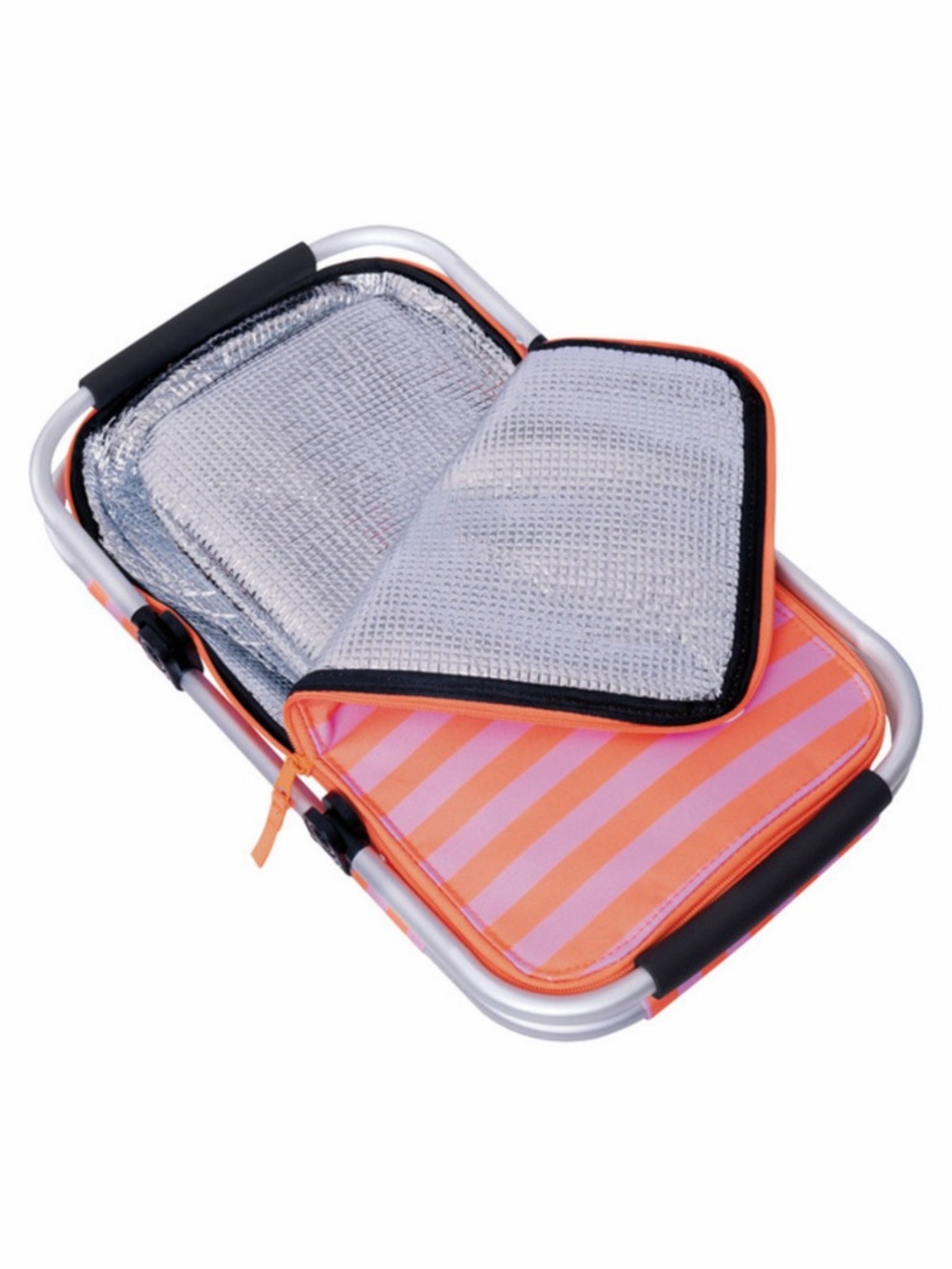 LIVE IN STYLE Foldable Basket Cooler, Pink Stripe - Picture 3 of 3